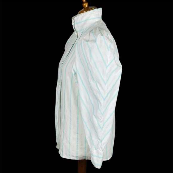 Vtg 80s Idioms Gibson Girl Statement Puff Sleeve Top Sz S High Neck Pastel - Picture 6 of 7